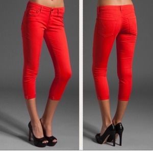 Mother The Looker Crop Red Pants Cruel Summer